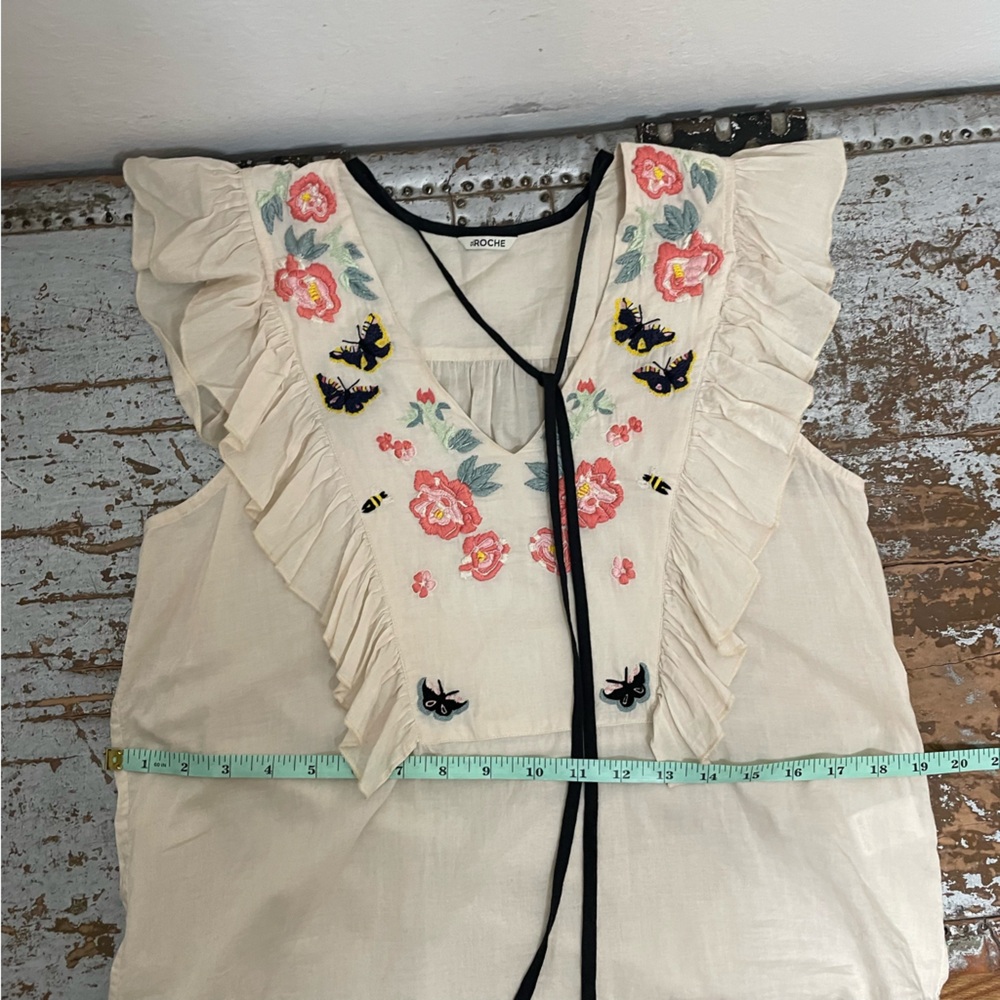 St. Roche Embroidered Floral Ruffle Sleeveless Top - Picture 15 of 15